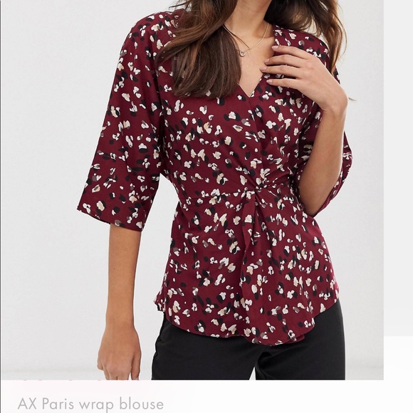 New - AX Paris Wrap Blouse in plum, size 6 - Picture 2 of 4
